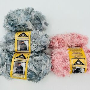 Phentex Eyelash Yarn BABY PINKS GREYS 4 Skeins 50g Fun Trim Fur Vintage